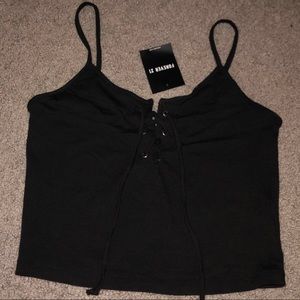 Forever 21 Black Lace up Crop Top